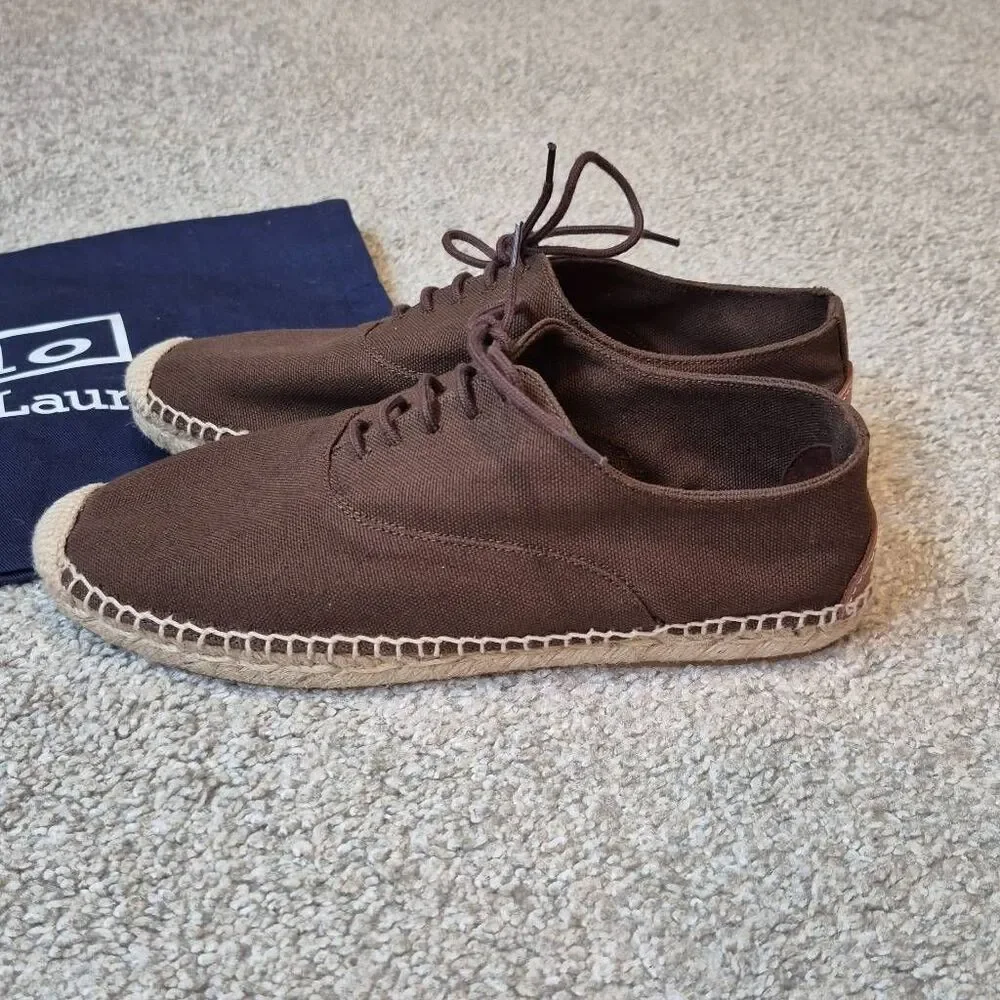 Polo by Ralph Lauren Canvas Lace Up Espadrille Chocolate Size 8